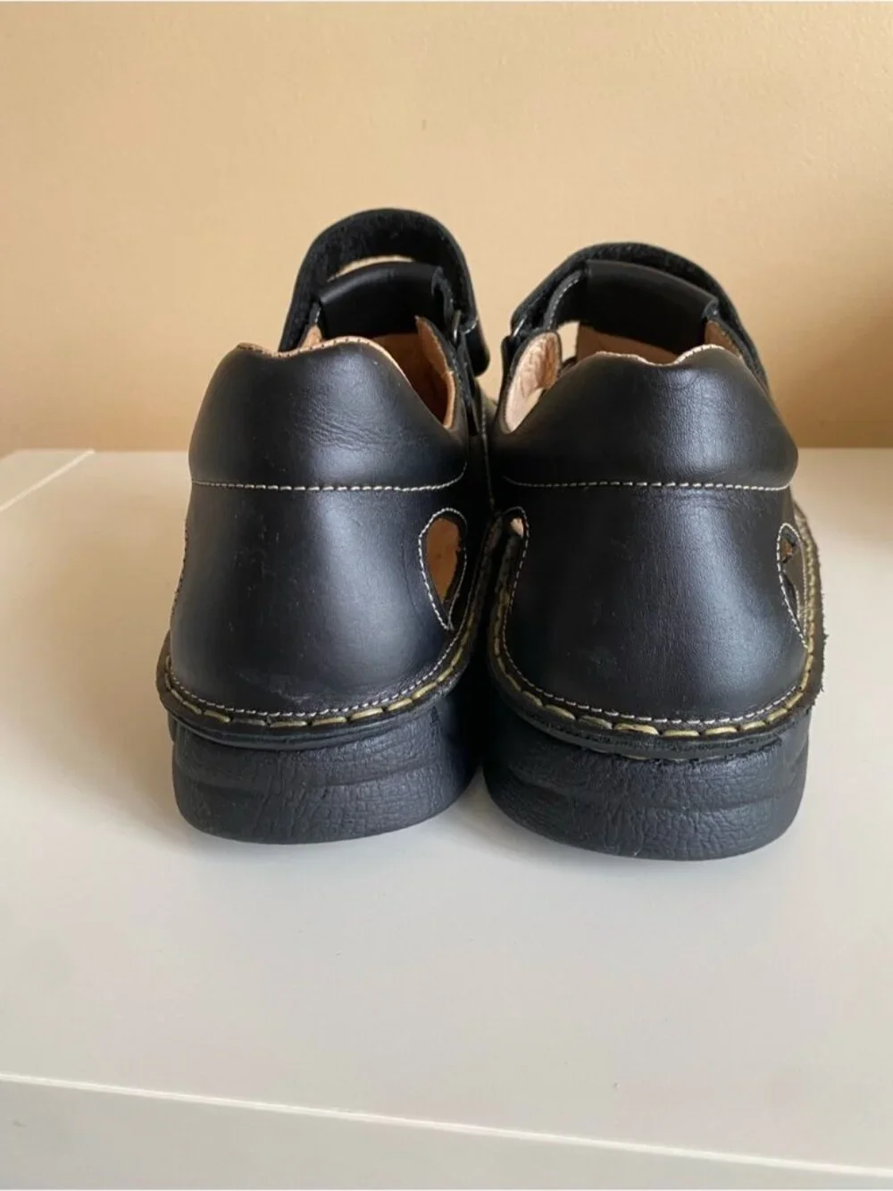 Portofino Black Leather Fisherman Sandals Comfort Walking Shoes EU 42 Adjustable